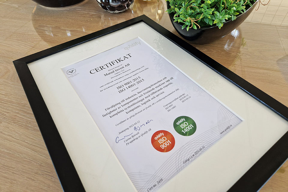 Mared SustainTech är ISO-certifierade.
