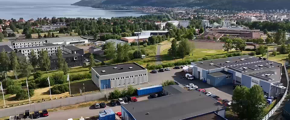 Drönarbild över Mareds kontor i Huskvarna
