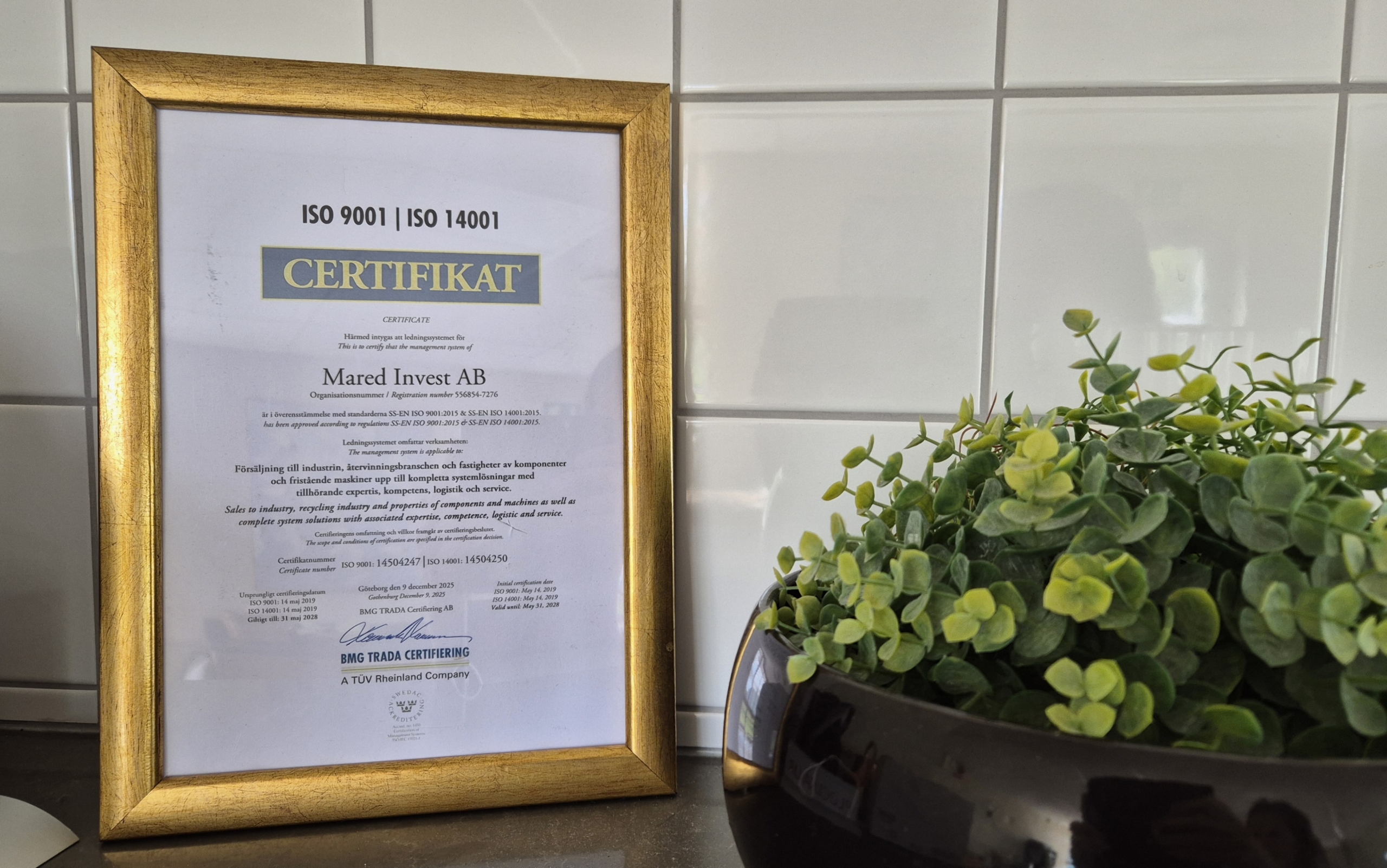 Mared Invests ISO-certifikat